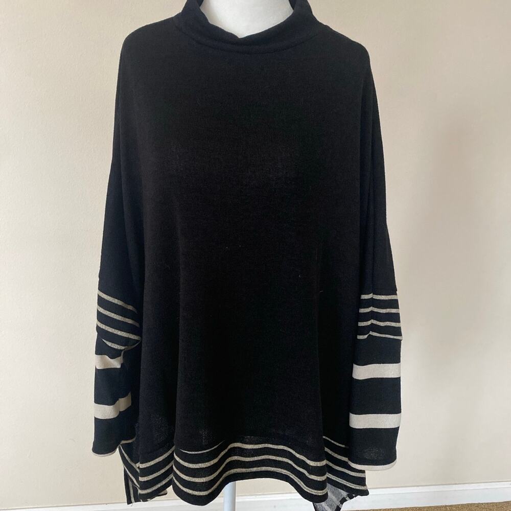 Black beige mock turtleneck sweater